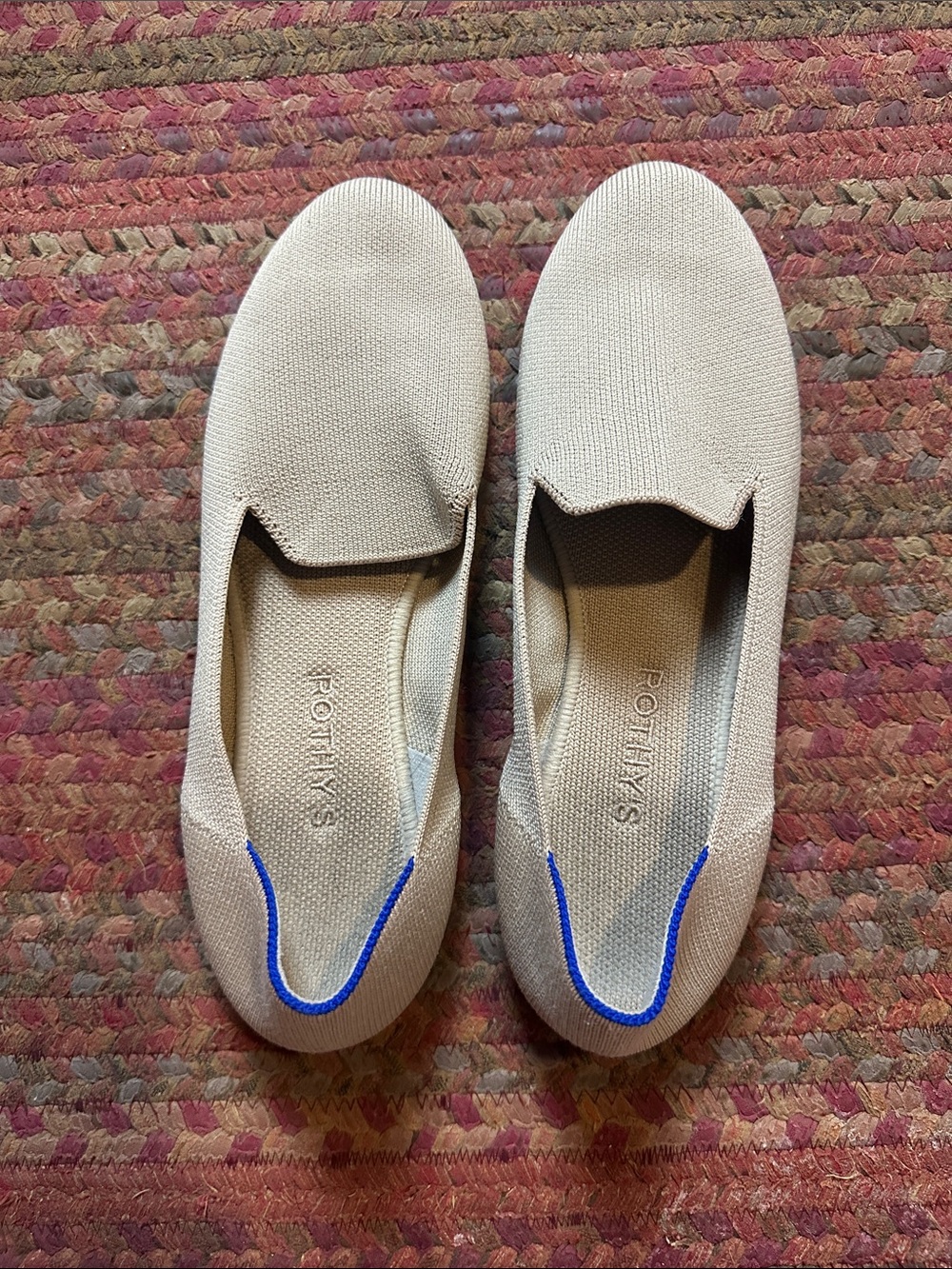 ROTHYS Women's Beige Slip-On Knit Loafers